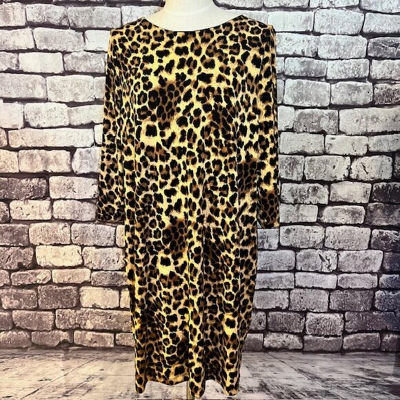 Chico's So Slimming NWT Black & Brown Animal Print Dress Size XL - Picture 1 of 10